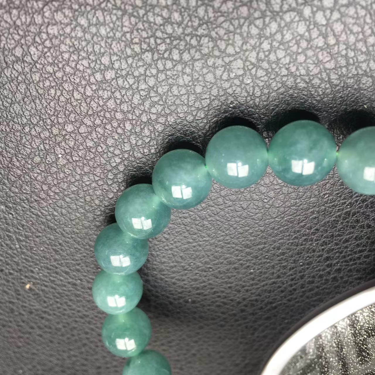 guatemala blue water jadeite round bead bracelet 9-10mm