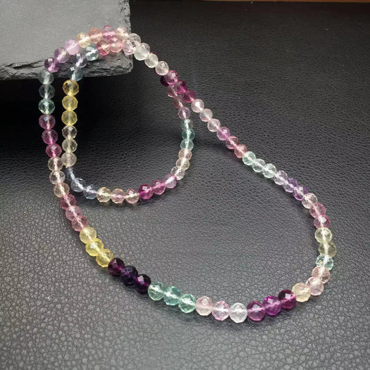 Faceted fluorite multi-loop bracelet6mm-萤石切割面多圈