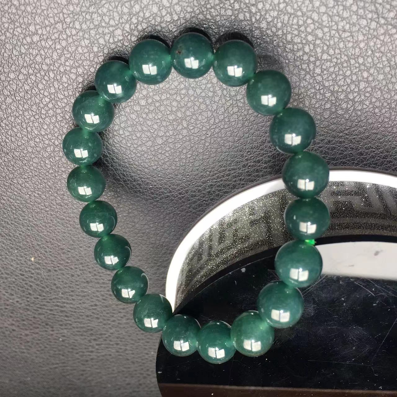 guatemala blue water jadeite round bead bracelet 9-10mm