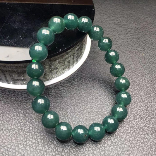 guatemala blue water jadeite round bead bracelet 9-10mm