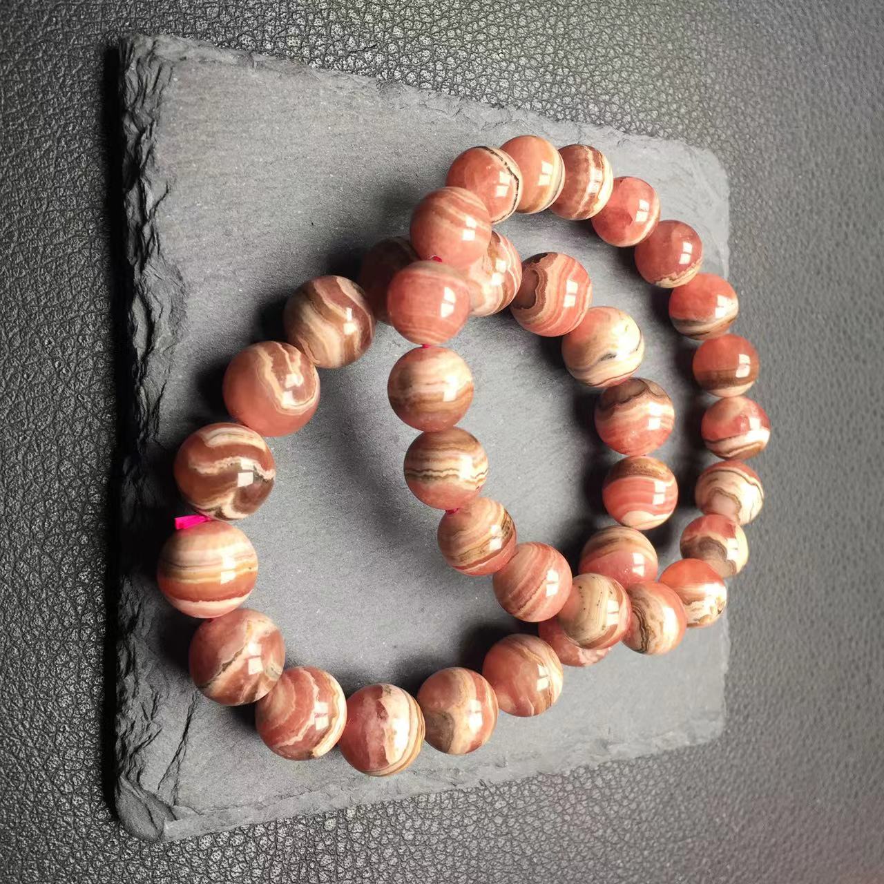 Rhodochrosite bracelet with barcon banding