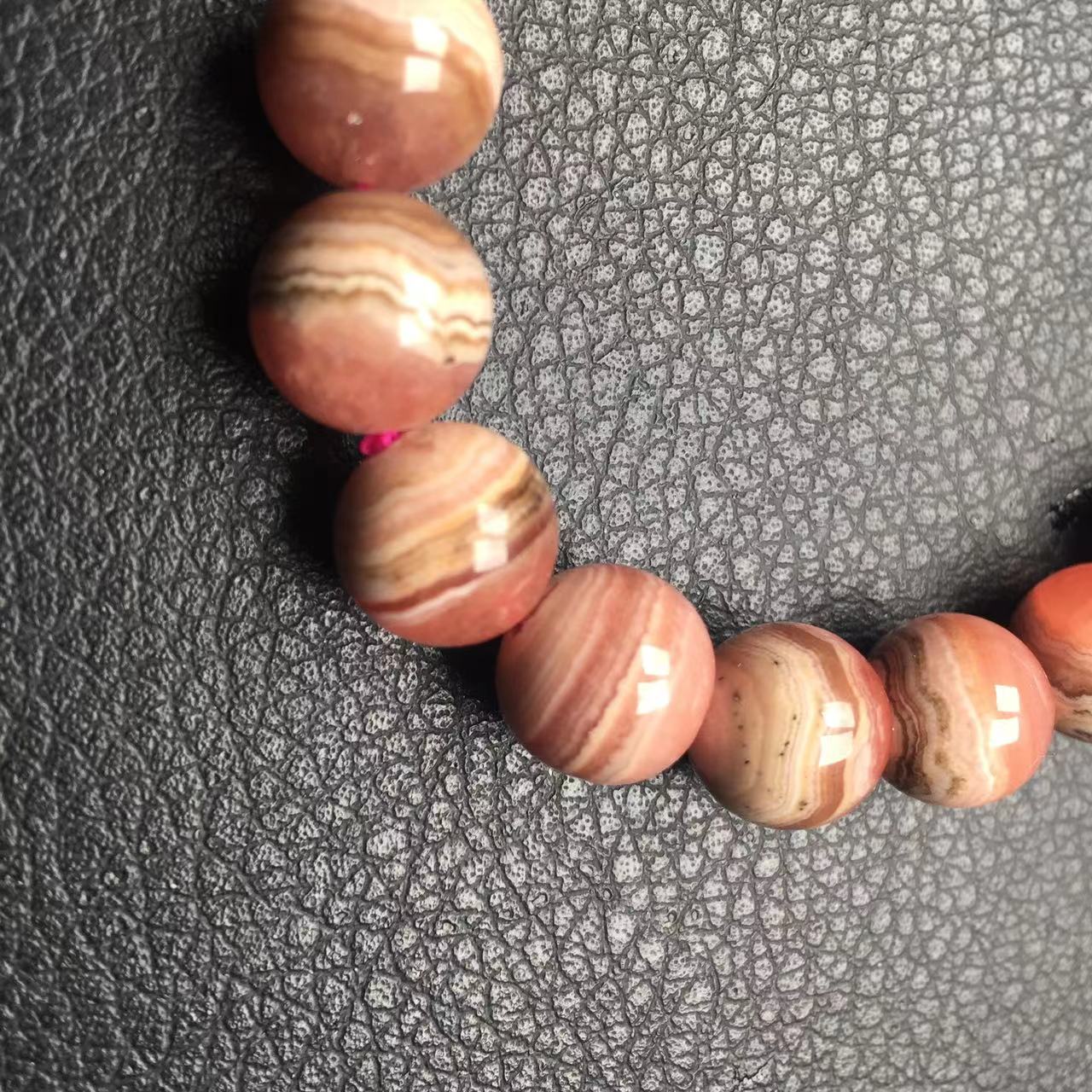 Rhodochrosite bracelet with barcon banding