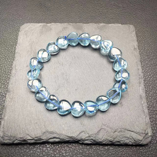 Clear Blue Topaz heart bracelet -蓝托帕石爱心手串