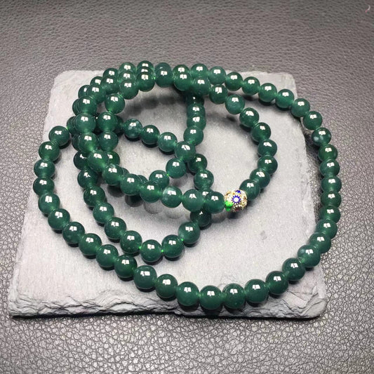 HQ Blue water jadeite 108 beads necklace