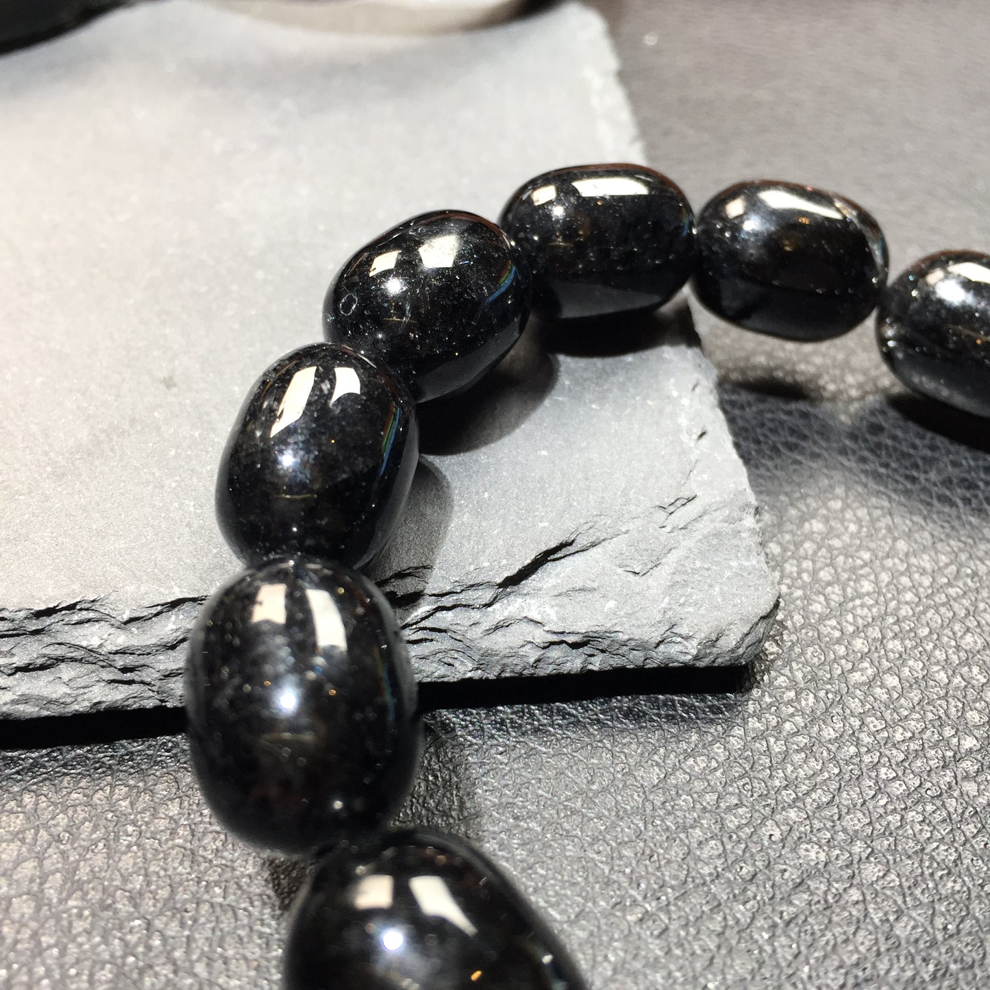 Sunmoonstar crystal black rutilated barrel beads bracelet-黑发晶桶珠手串